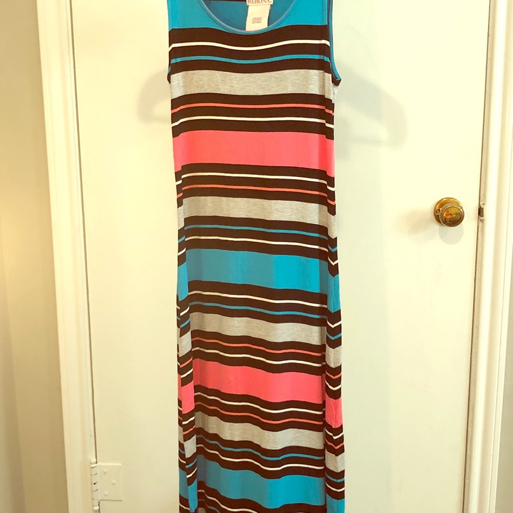 Horizontal striped maxi dress